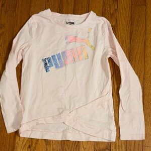 PUMA Kids Light Pink Long Sleeve Tee